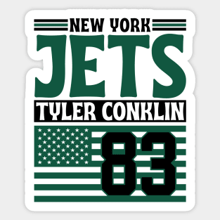 New York Jets Conklin 83 American Flag Football Sticker